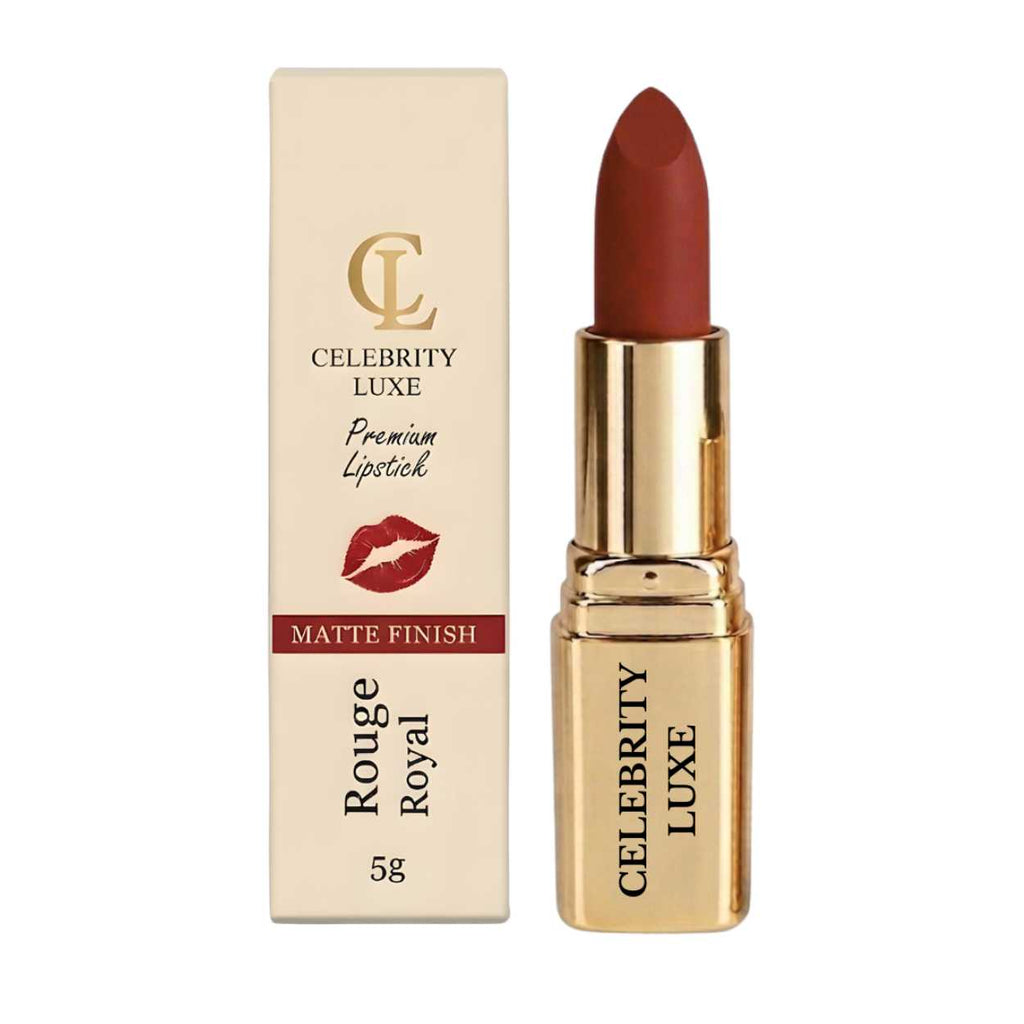 Celebrity Luxe Matte Lipstick - Rouge Royal | Long Lasting, Smudge & Transfer Proof | Enriched with Cocoa Butter, Avocado Oil & Vitamin E | SPF 15 | Lightweight | 5g