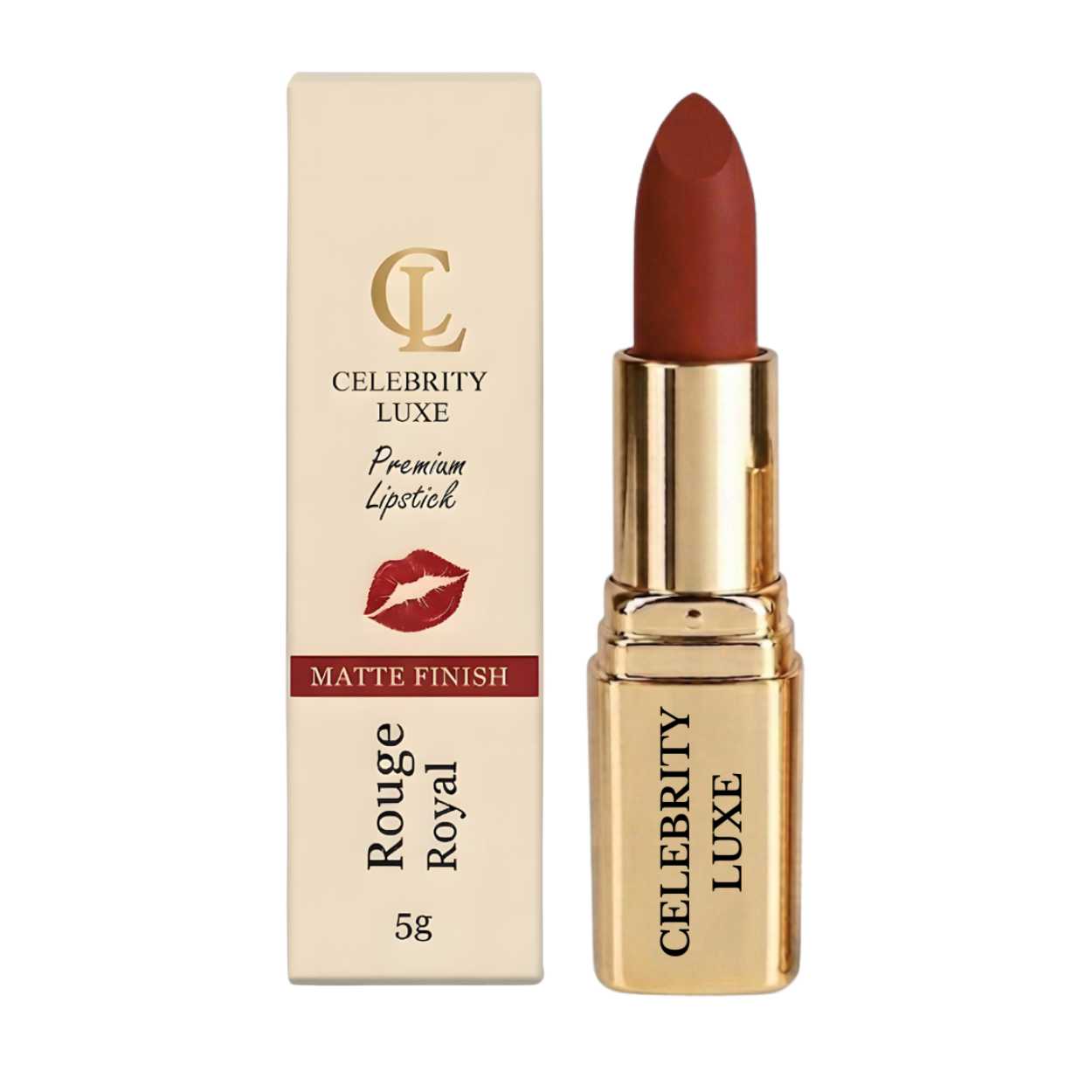 Celebrity Luxe Matte Lipstick - Rouge Royal | Long Lasting, Smudge & Transfer Proof | Enriched with Cocoa Butter, Avocado Oil & Vitamin E | SPF 15 | Lightweight | 5g